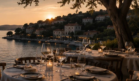 Art-direction illustration of an Adriatic-inspired setting; not a photograph of a real property